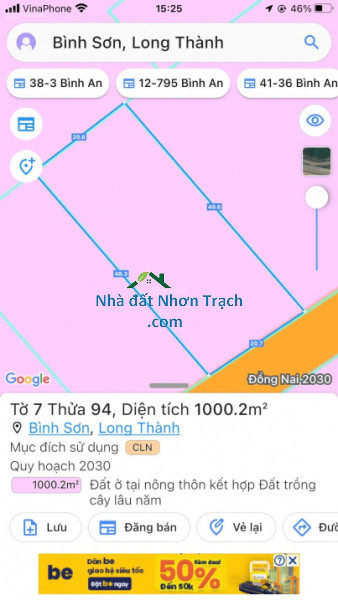 Bán đất Xã Bình Sơn Long Thành 1000.2m2, giá 8,7 tỷ