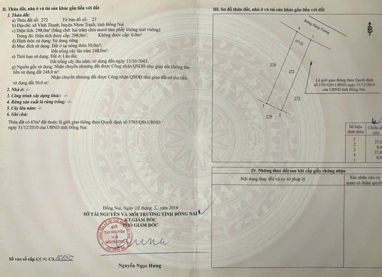 Bán đất mặt tiền vĩnh thanh, nhơn trạch, Ngang 8m vuông vức vị trí kinh doanh mua bán