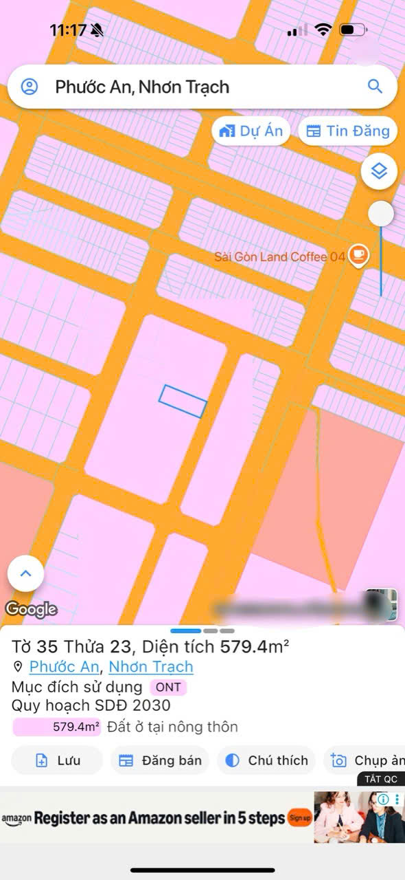 Bán đất nền biệt thự XDHN - HUD diện tích 579m2 giá 10.5 tr/m2